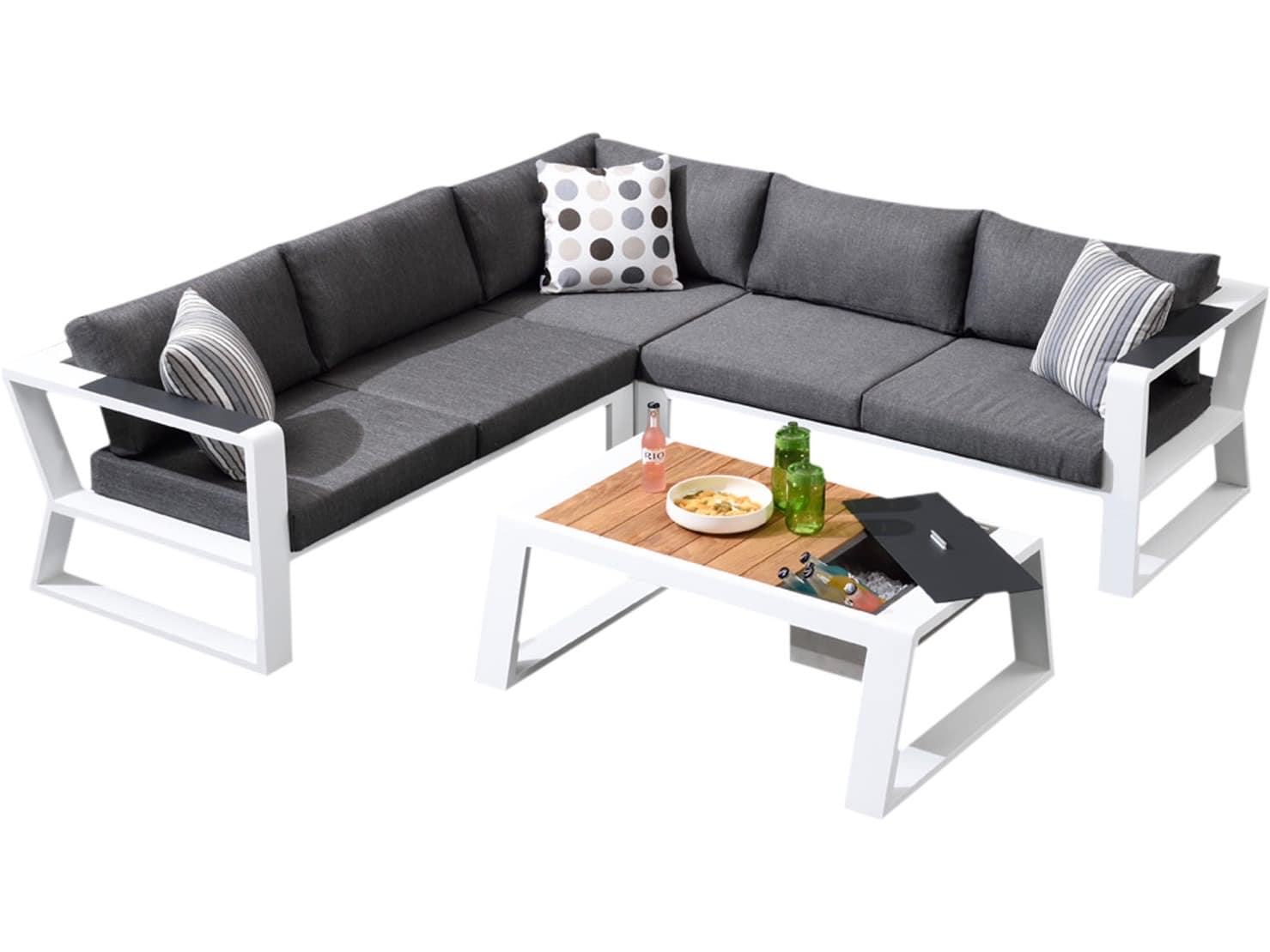 hoek loungeset aluminium wit