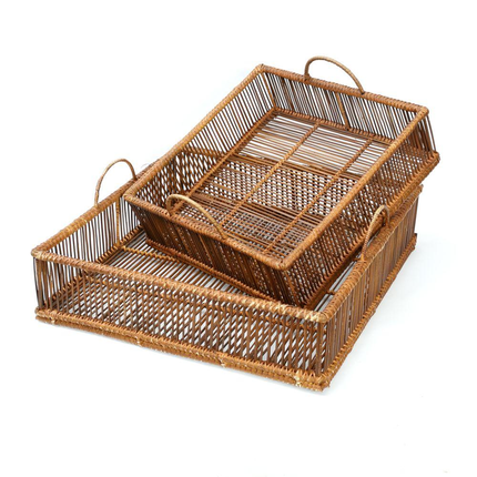 dienbladen Rattan vierkant