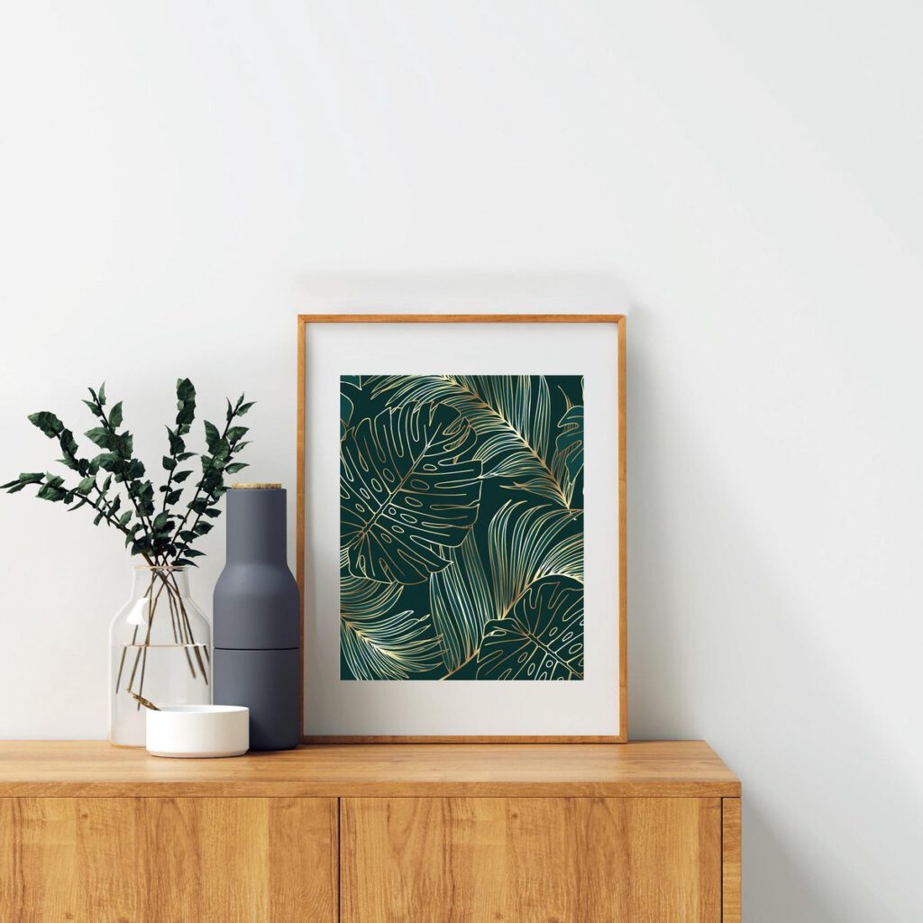 Poster Goud Botanisch Palmboom