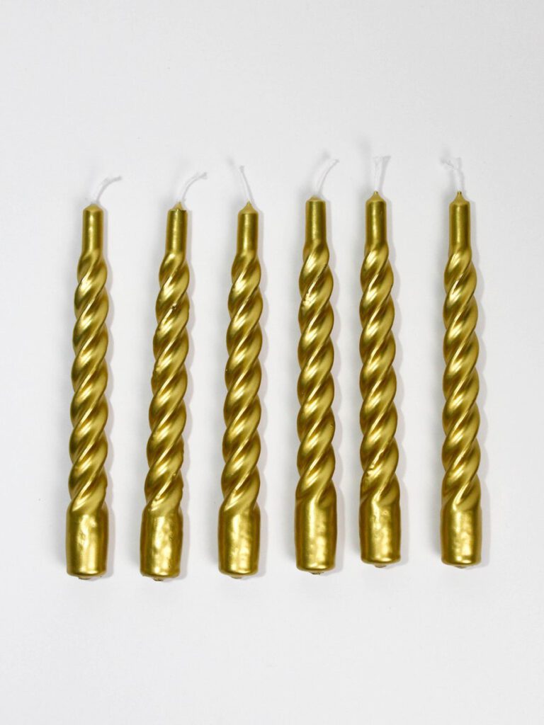 Set van 6 Gedraaide Kaarsen – Goud
