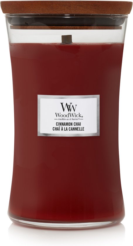 Woodwick Hourglass Large Geurkaars - Cinnamon Chai